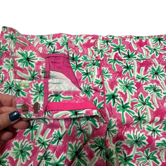 Crown & Ivy cotton stretch Shelby shorts sz 8 pink & green scalloped hem pockets - Picture 2 of 8